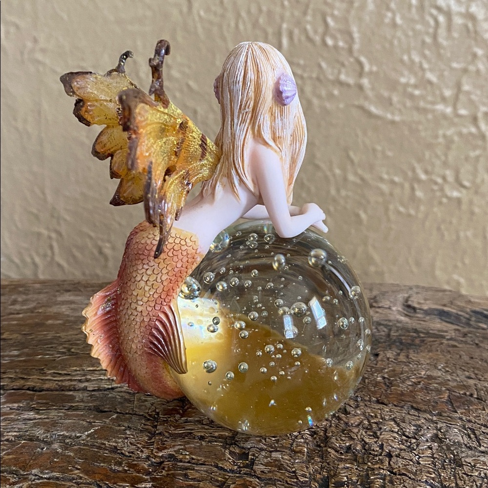 🧜‍♀️Rare Vintage🧜‍♀️Mermaid Fairy On Glass Ball - Picture 6 of 15
